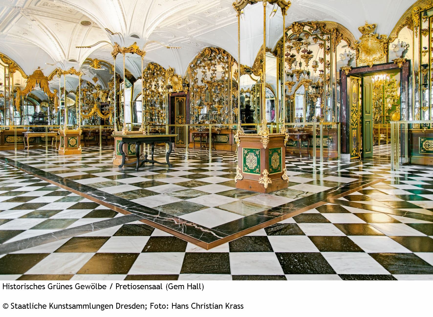 Blick in den Pretiosensaal im Historischen Grünen Gewölbe